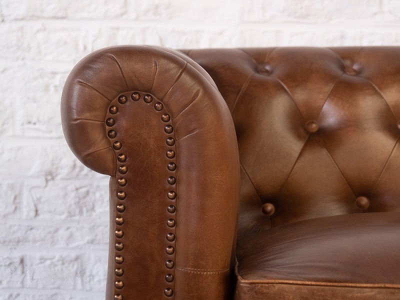 Canapé Chesterfield cuir 3 places