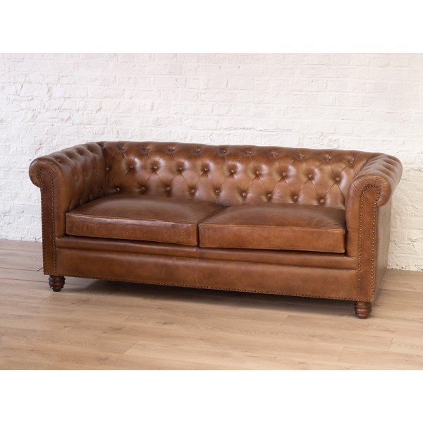 Canapé Chesterfield cuir 3 place