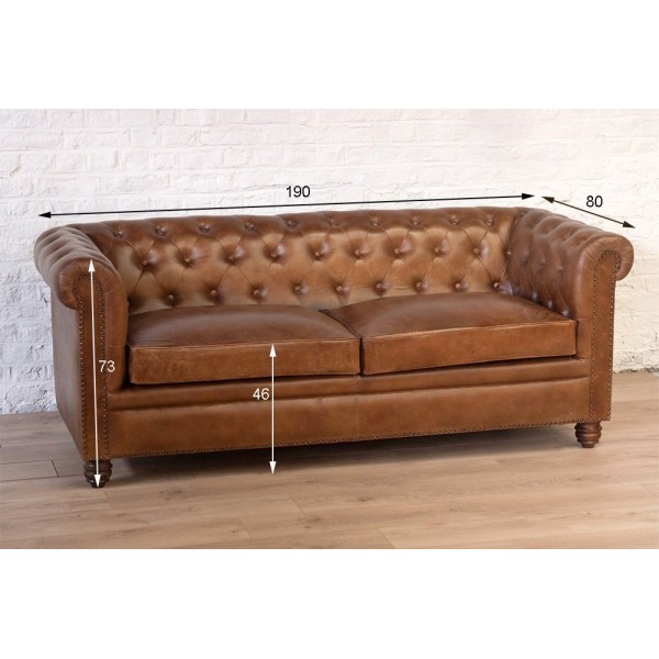 Canapé Chesterfield cuir 3 place