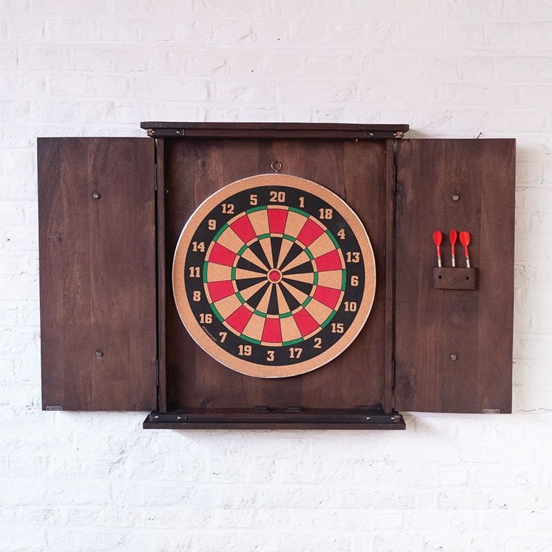 Armoire fléchettes coffret bois massif DART