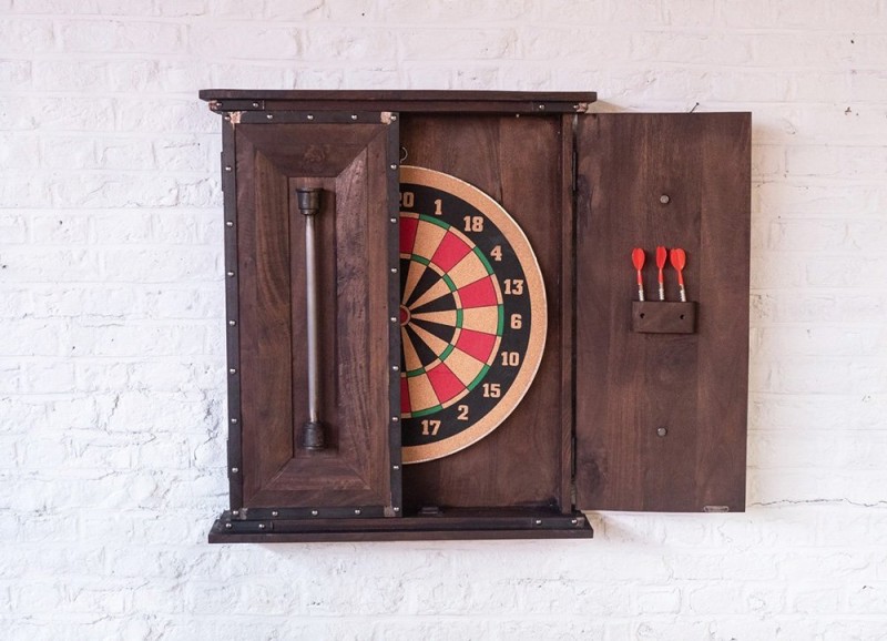 Armoire fléchettes coffret bois massif DART