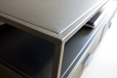 Meuble TV industriel métal noir NEW YORK - 2 tiroirs