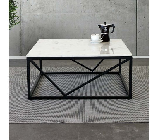 Table basse carrée en marbre blanc - Verona