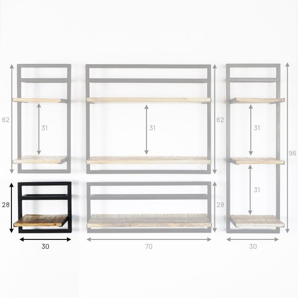 Etagère bois et métal 30 X 30 - Selfsh