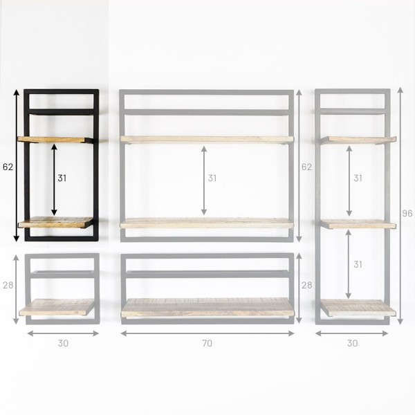 Etagère bois et métal 30 X 60 - Selfsh