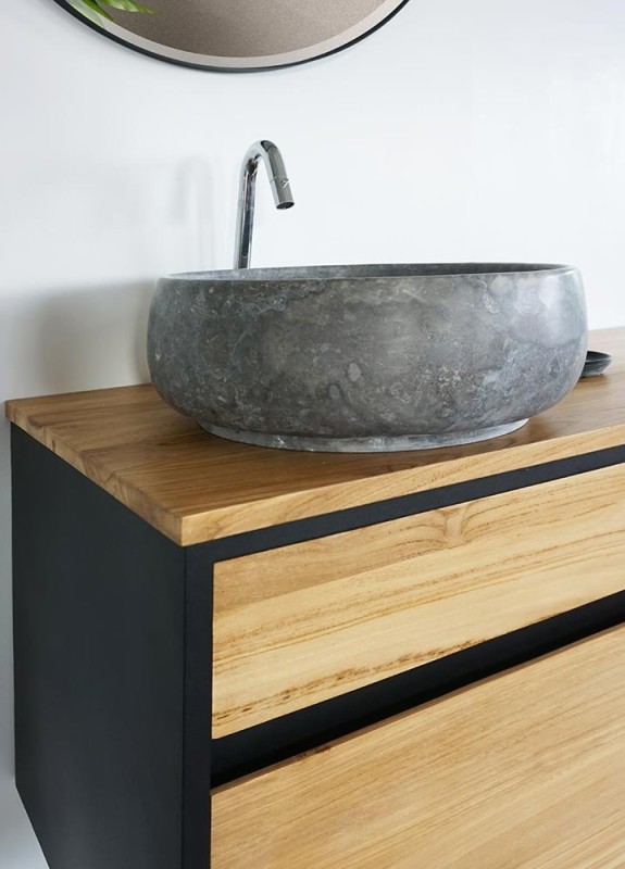 Vasque de salle bain à poser en pierre - Rose