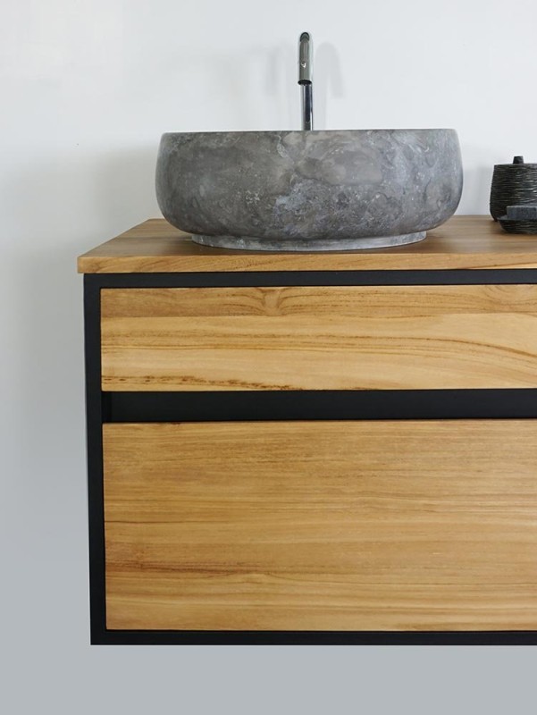 Vasque de salle bain à poser en pierre - Rose