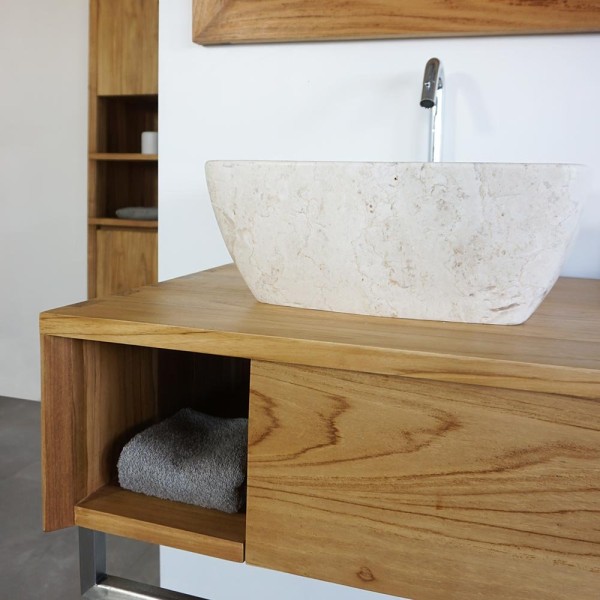Vasque de salle bain à poser en pierre - Sakura