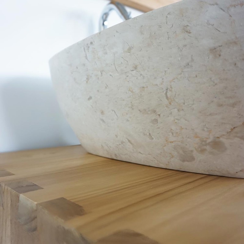 Vasque carrée de salle bain à poser en pierre - Sakura