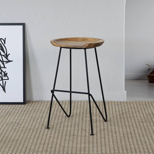 Tabouret haut en acier et bois