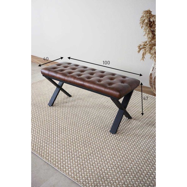Banc en cuir et métal