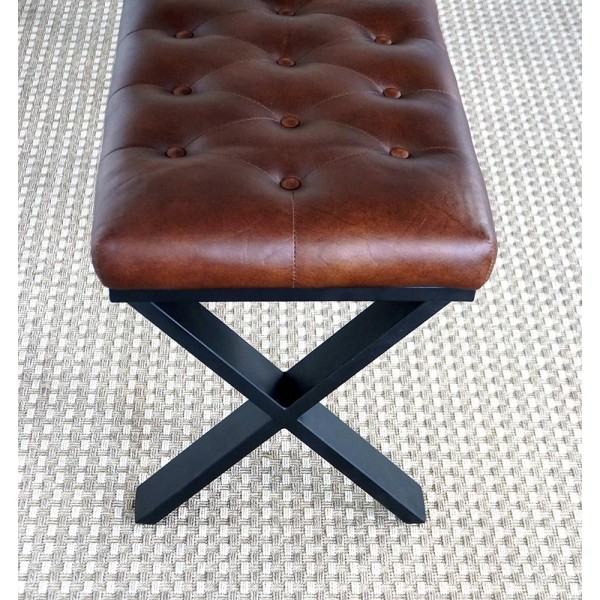 Banc en cuir et métal