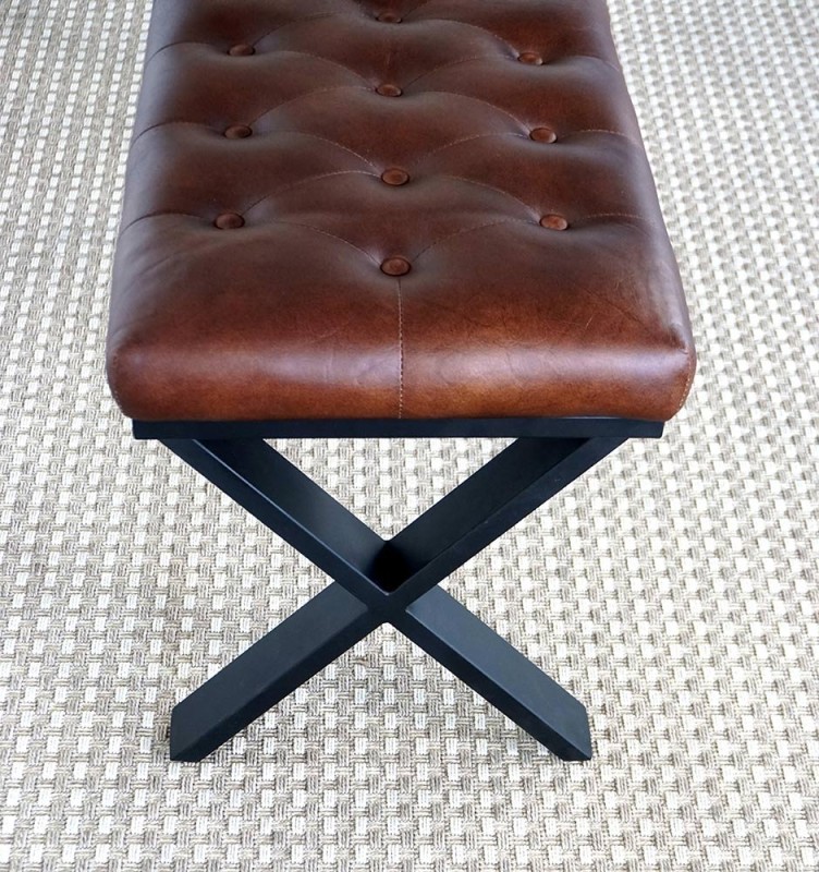 Banc en cuir et métal - Roma