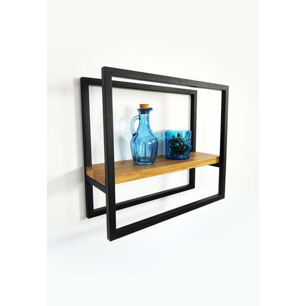 Etagère murale rectangulaire bois et métal 40 x 35 cm - Strip