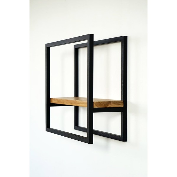 Etagère murale rectangulaire bois et métal 40 x 35 cm - Strip