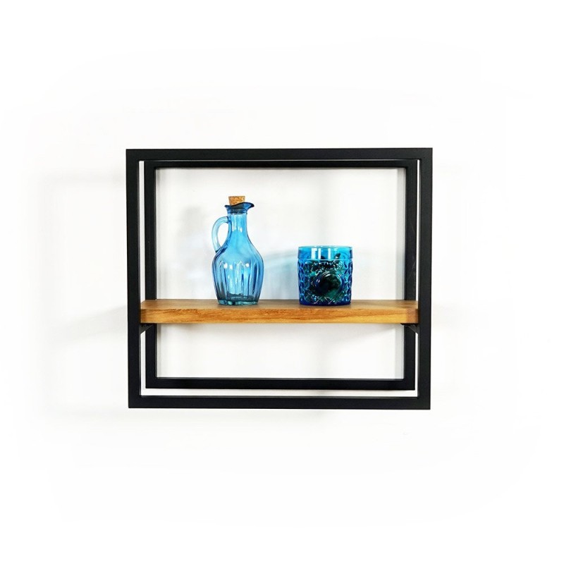Lot de 2 étagères murales rectangulaires bois et métal - Strip
