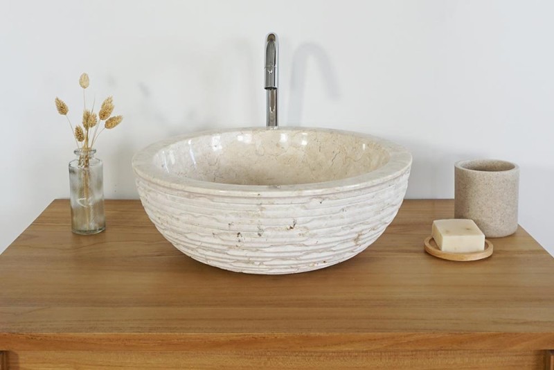 Vasque de salle bain à poser en pierre - Baskom
