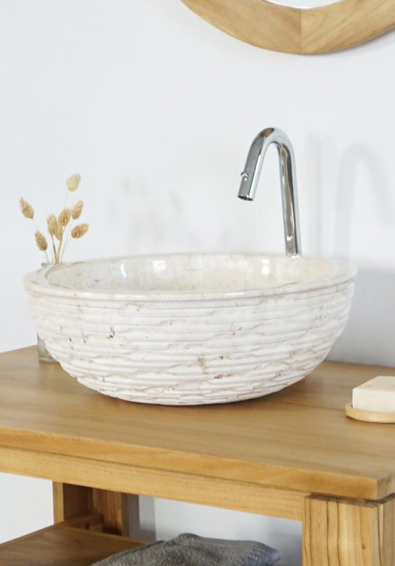 Vasque de salle bain à poser en pierre - Baskom