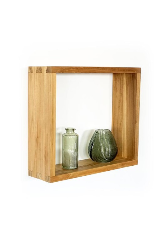 Etagère murale en teck 40 x 35 cm