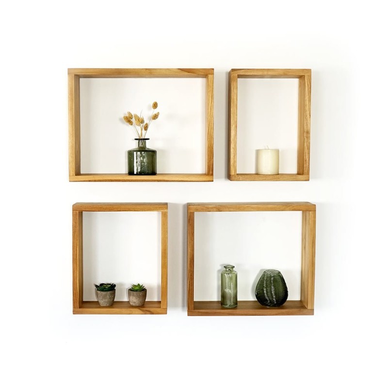 Etagère murale en teck 40 x 35 cm