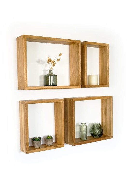 Etagère murale en teck 40 x 35 cm