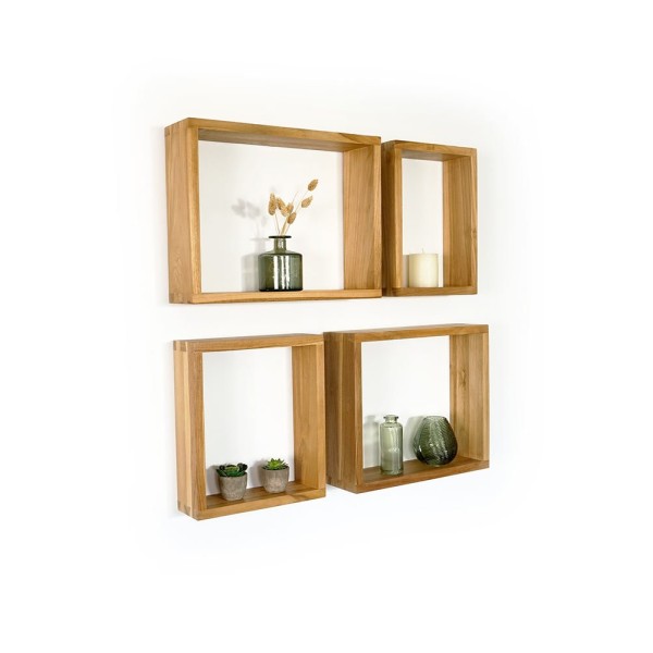 Etagère murale en teck 30 x 35 cm