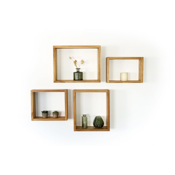 Etagère murale en teck 30 x 35 cm
