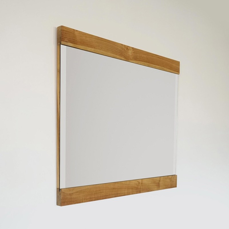 Miroir rectangulaire 80 cm double cadre en bois