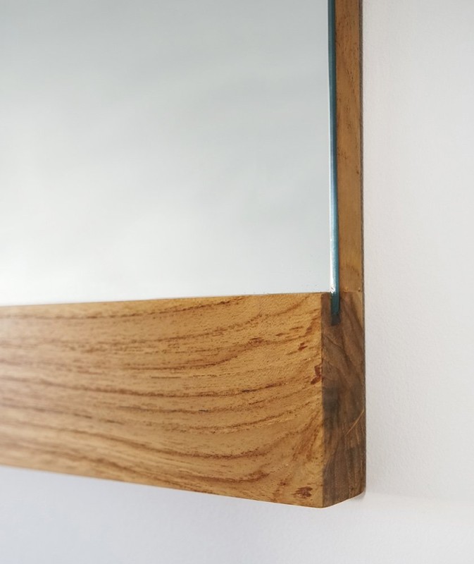 Miroir rectangulaire 80 cm double cadre en bois