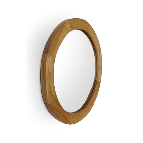 Miroir rond 60 cm avec cadre en bois