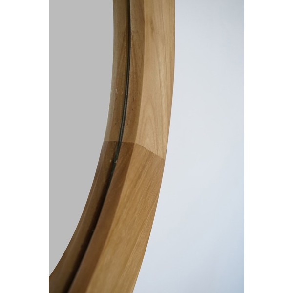 Miroir rond 60 cm avec cadre en bois