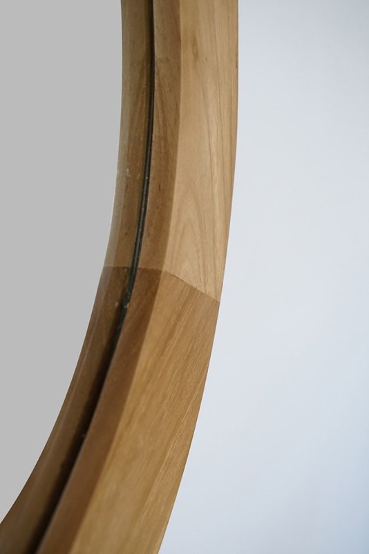 Miroir rond 60 cm avec cadre en bois