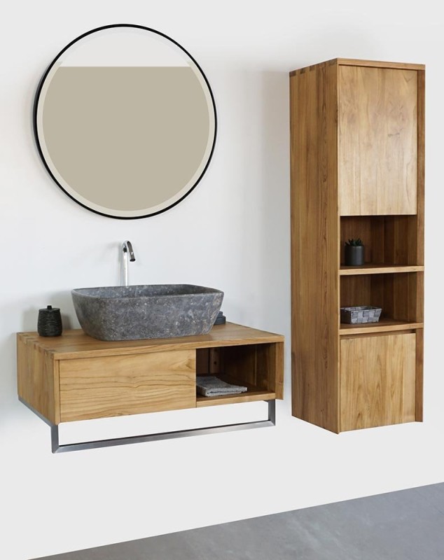 Miroir rond 70 cm avec cadre en fer