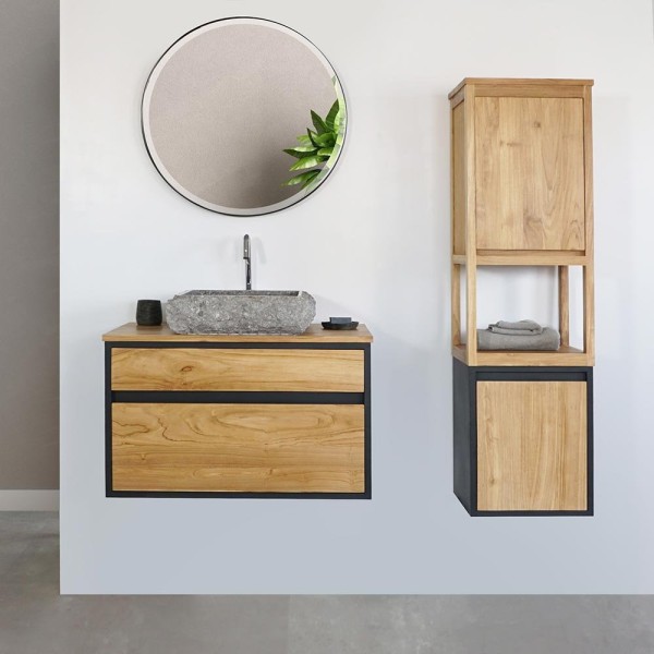 Miroir rond 70 cm avec cadre en fer