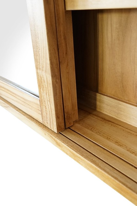 Armoire de salle de bain 120 cm en teck avec miroir