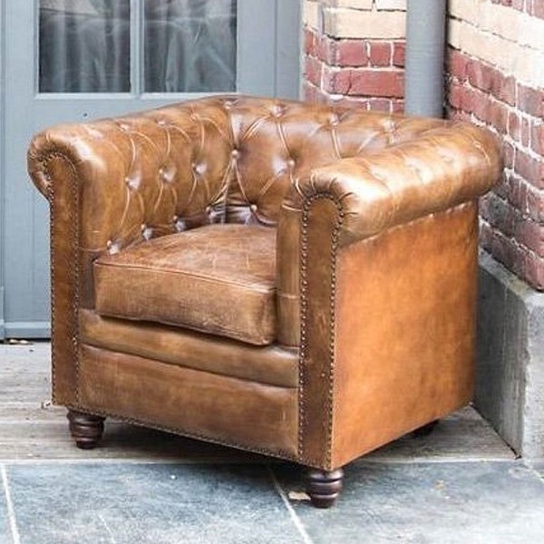 Fauteuil Chesterfield cuir 1 place