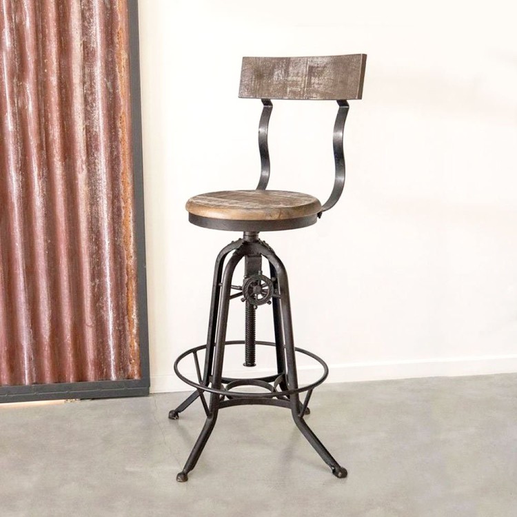 Tabouret de bar bois et métal