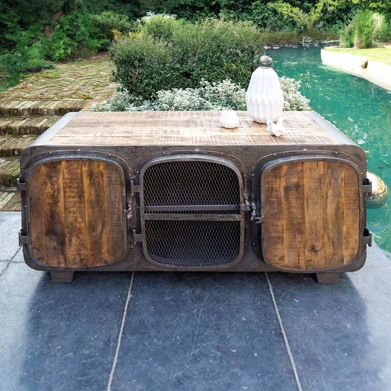 Meuble TV industriel finition naturelle - Bateau