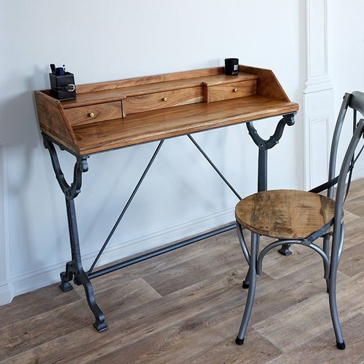 Console industrielle bois et métal