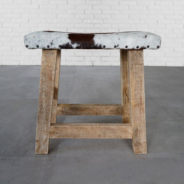Banc cuir véritable brun/blanc