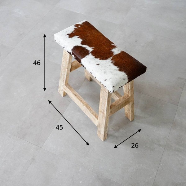 Banc cuir véritable brun/blanc