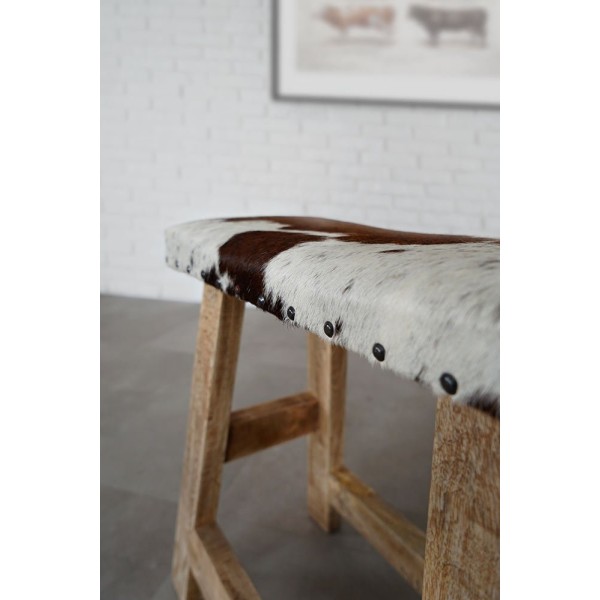 Banc cuir véritable brun/blanc