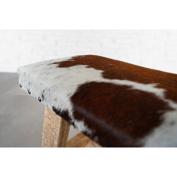 Banc cuir véritable brun/blanc