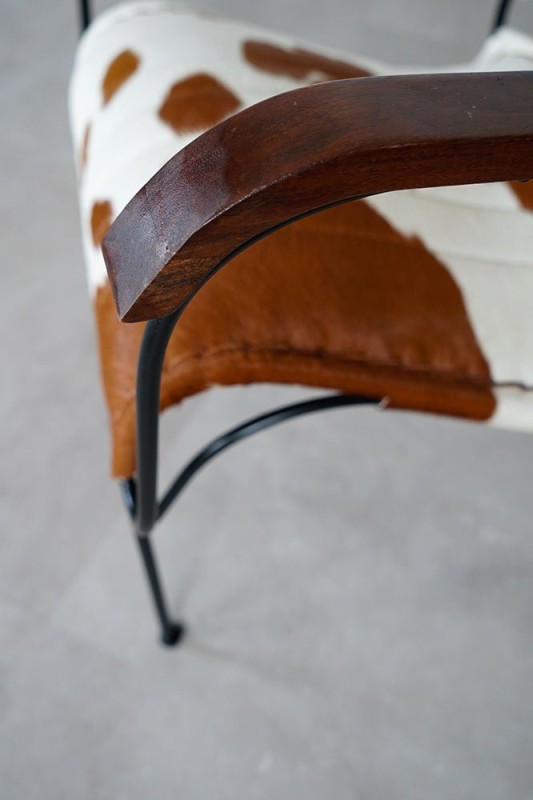 Fauteuil en peau de vache véritable brun/blanc