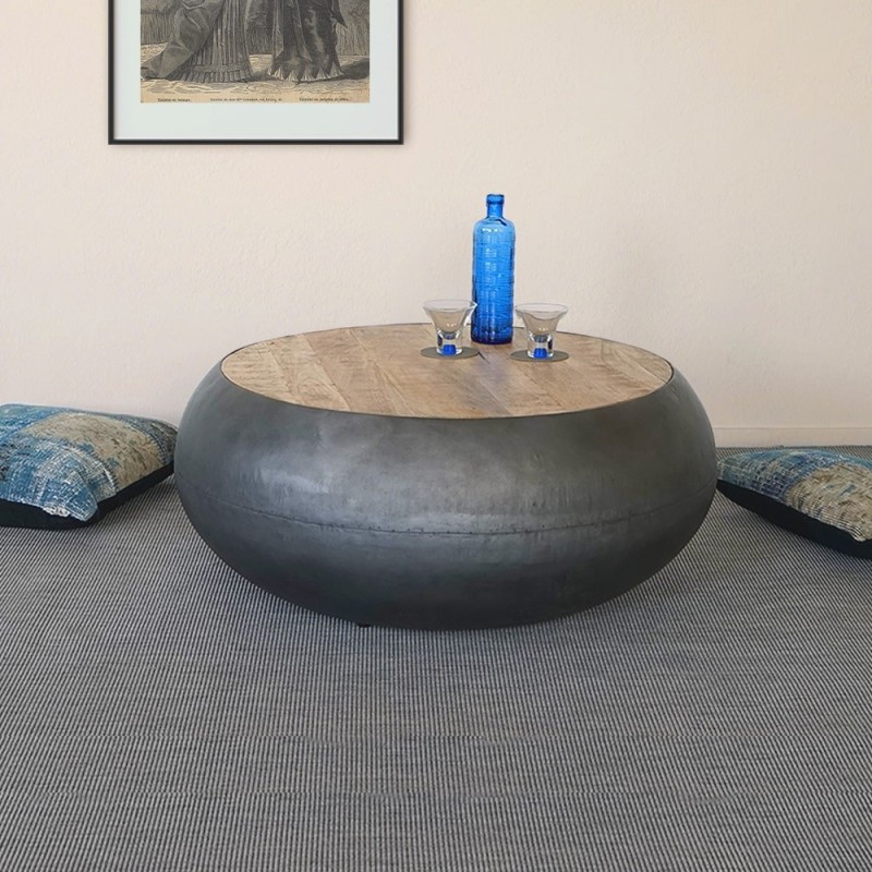Table basse ronde bois et métal - Essential