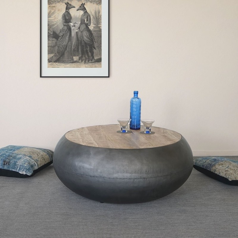 Table basse ronde bois et métal - Essential
