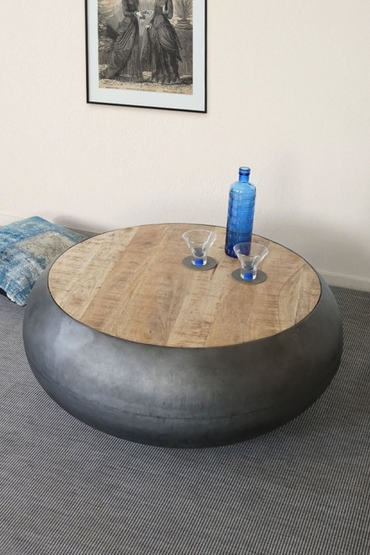 Table basse ronde bois et métal - Essential