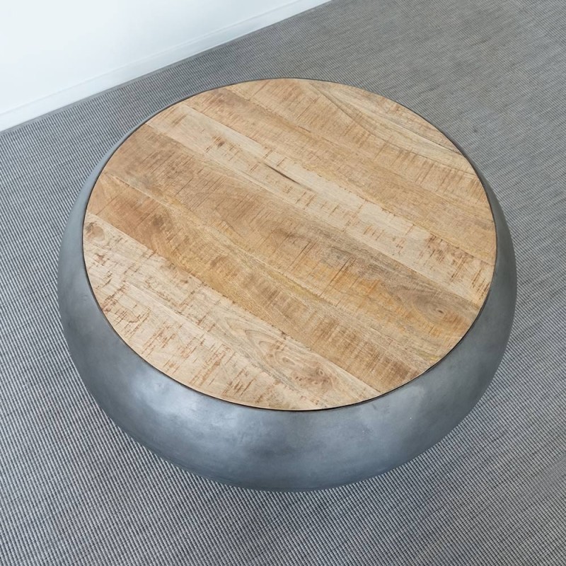Table basse ronde bois et métal - Essential