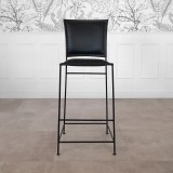 Chaise de bar en cuir métal Noir - Urban
