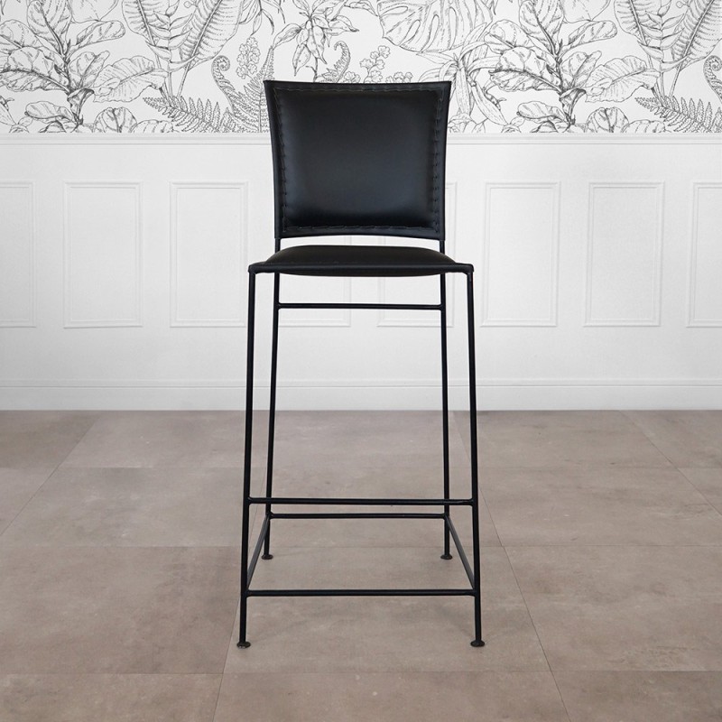 Chaise de bar en cuir métal noire - Urban